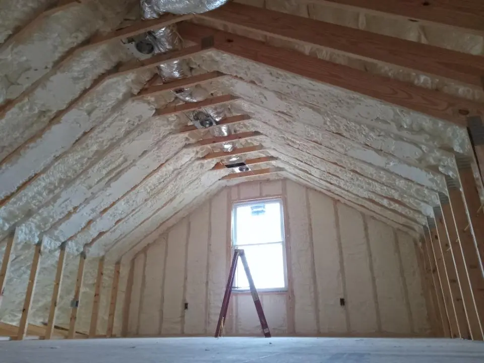 Spray foam roofing application for Crawl Space Insulation project in Island Lake